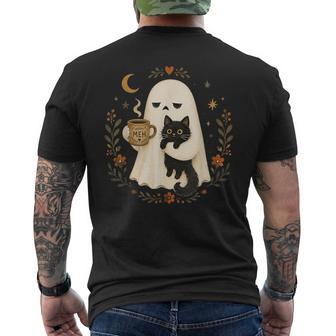 Halloween Ghost Black Cat Meh Cute Spooky Men's T-shirt Back Print - Thegiftio UK