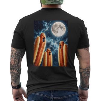 Hot Dogs Howling At Full Moon Space Meme Men's T-shirt Back Print - Thegiftio UK