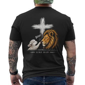 Lion And Lamb Boop Bible Verse Luke 10 Men's T-shirt Back Print | Seseable UK