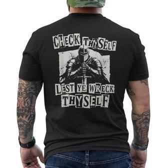 Medieval Knight Renaissance Fair Faire Check Thyself Men's T-shirt Back Print | Seseable UK