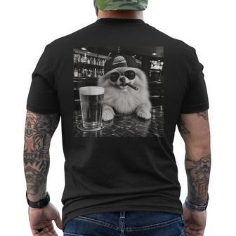 Pomeranian Dog Drinking Beer Sunglasses Cigar Meme Men's T-shirt Back Print - Thegiftio UK