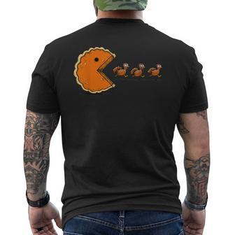 Pumpkin Pie Chasing Turkeys Retro Gamer Thanksgiving Men's T-shirt Back Print - Thegiftio UK