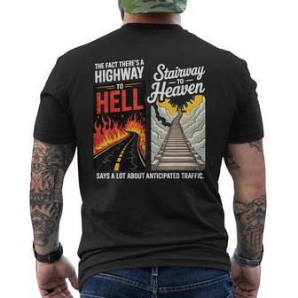 There's Highway To Hell And Stairway To Heaven Retro Men's T-shirt Back Print - Thegiftio UK