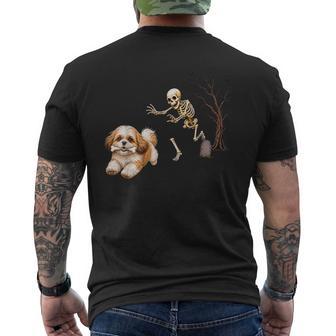 Shih Tzu Skeleton And Halloween Men's T-shirt Back Print - Thegiftio UK