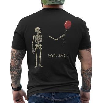 Skeleton Lost Balloon Well Shit Halloween Quirky Humor Men's T-shirt Back Print | Seseable UK