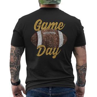 Game Day Football Bling Gold Football Lover Trendy Autumn Men's T-shirt Back Print - Thegiftio UK