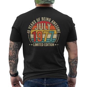 Génial Depuis Juillet 1977Intage Rétro 49E Anniversaire Homme T-shirt imprimé au dos - Cadeauxyz