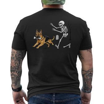 German Shepherd Dog Stealing Bone From Skeleton Halloween Men's T-shirt Back Print | Seseable UK
