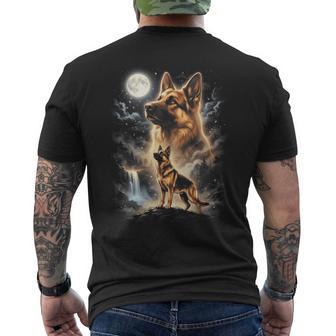 German Shepherd Howling At The Moon Men's T-shirt Back Print - Thegiftio UK