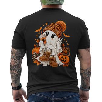 Girly Ghost Leopard Boots Pumpkin Latte Halloween Men's T-shirt Back Print | Seseable UK