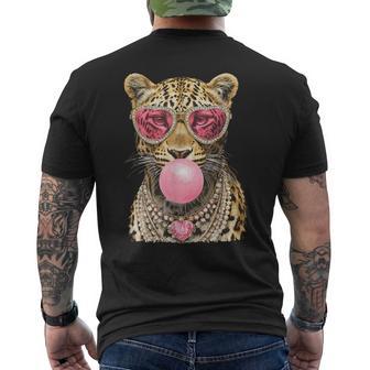 Glam Leopard With Bubblegum Boujee Feline Animal Sassy Men's T-shirt Back Print - Thegiftio UK