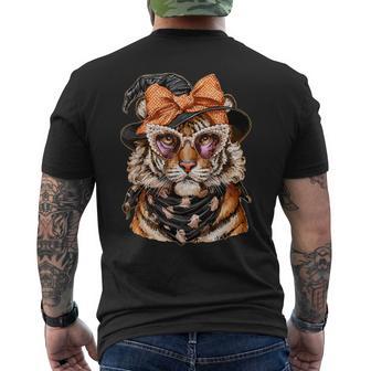 Glam Tiger With Pearls Sunglasses Boujee Animal Halloween Men's T-shirt Back Print - Thegiftio UK