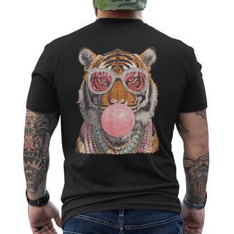 Glam Tiger With Sunglasses Boujee Animal Bubblegum Graphic Men's T-shirt Back Print - Thegiftio UK