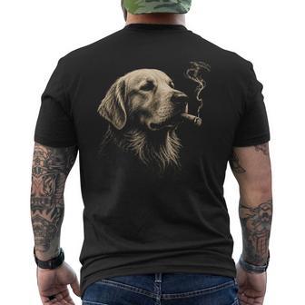 Golden Retriever Smoking Cigar Dog Lover Vintage Men's T-shirt Back Print - Monsterry