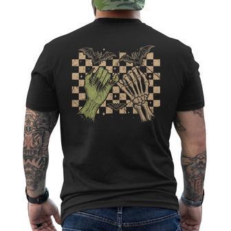 Goth Skeleton Hand Holding Hands Halloween Spooky Season Men's T-shirt Back Print - Thegiftio UK