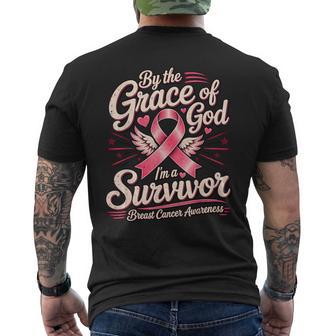 By The Grace God I'm A Survivor Breast Cancer Survivor Men's T-shirt Back Print - Thegiftio UK