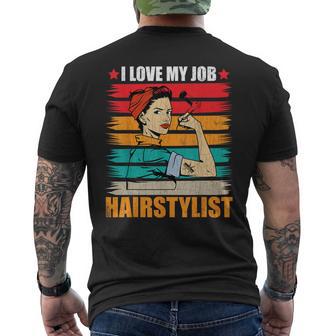 Gráfico Divertido De Peluquero Con Texto En Inglés I Love My Job Camiseta Hombre Estampado Espalda - Regaloses