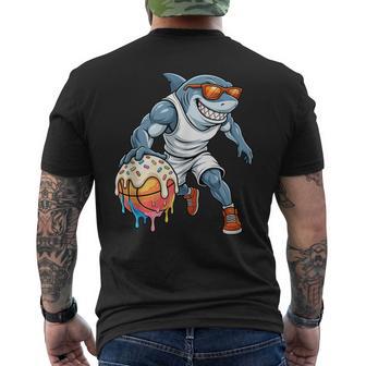 Gran Tiburón Blanco Goteando Helado Baloncesto In Mangas Camiseta Hombre Estampado Espalda - Regaloses