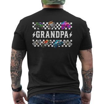 Grandpa Retro Monster Truck Family Crew Birthday Matching Men's T-shirt Back Print - Thegiftio UK