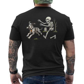 Great Dane Dog Stealing Bone From Skeleton Halloween Men's T-shirt Back Print - Thegiftio UK