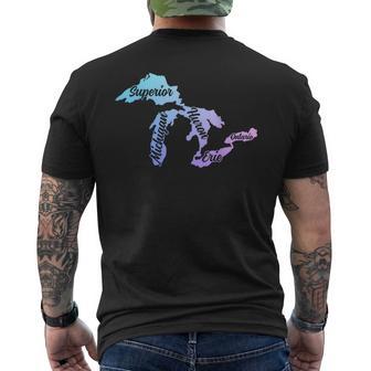 Great Michigan Lakes Map Vintage Pride Men's T-shirt Back Print - Thegiftio UK