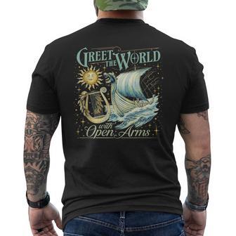 Greet The World Open Arms Vintage The Epic Saga Men's T-shirt Back Print - Thegiftio UK