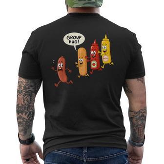 Group Hug Sausage Bun Ketchup Mustard Hotdog Men's T-shirt Back Print - Thegiftio UK