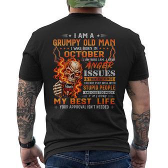 I Am Grumpy Old Man Born In October Skull Birthday Men's T-shirt Back Print - Thegiftio UK