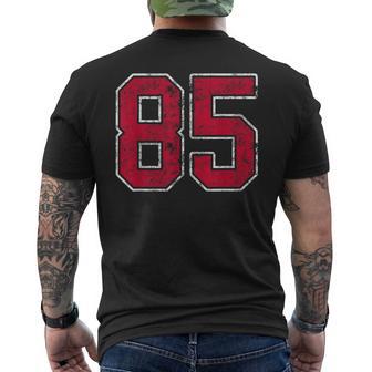 Grunge Red White Number 85 Jersey Player Uniform 85 Men's T-shirt Back Print - Thegiftio UK