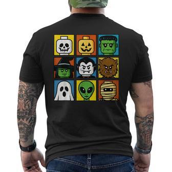Halloween Building Brick Head Costume Face Kids Boys Men's T-shirt Back Print - Thegiftio UK