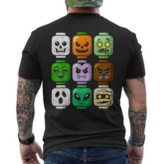 Halloween Building Brick Head Pumpkin Ghost Zombie Halloween Men's T-shirt Back Print - Thegiftio UK