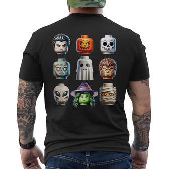Halloween Building Bricks Costume Pumpkin Matching Family Men's T-shirt Back Print - Thegiftio UK