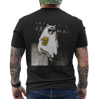 Halloween Ghost Raccoon Eating Pickles Animal Men's T-shirt Back Print - Thegiftio UK