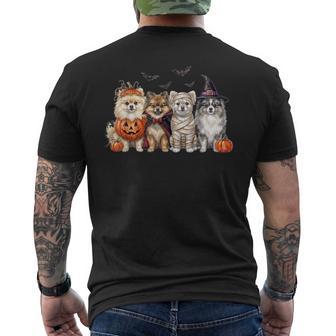 Halloween Pomeranian Squad Pumpkin Vampire Mummy Witch Dog Men's T-shirt Back Print - Thegiftio UK