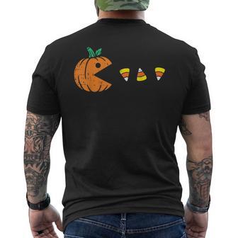Halloween Pumpkin Eating Candy Gaming Gamer Boys Kids Men's T-shirt Back Print - Thegiftio UK