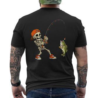 Halloween Skeleton Fishing Bass Fisherman Spooky Men's T-shirt Back Print - Thegiftio UK
