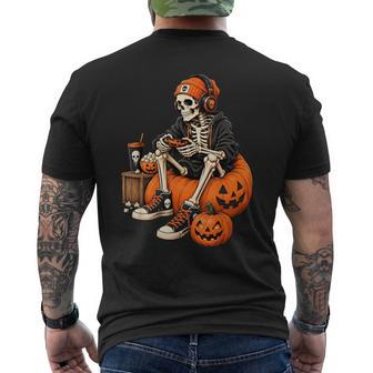 Halloween Skeleton Gamer Video Gaming Boys Kids Men's T-shirt Back Print - Thegiftio UK