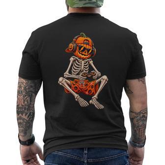Halloween Skeleton Gamer Video Gaming Boys Ns Men's T-shirt Back Print - Thegiftio UK