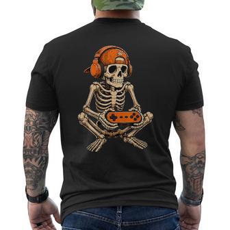 Halloween Skeleton Gamer Video Gaming Vintage Boys Kids Men's T-shirt Back Print - Thegiftio UK