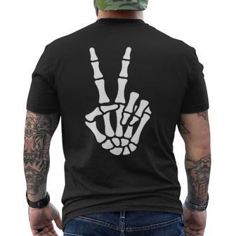 Halloween Skeleton Hand Peace Sign Bone Men's T-shirt Back Print | Seseable UK