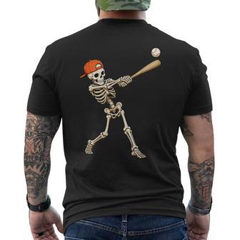 Halloween Skeleton Playing Baseball Boys Kids Men Men's T-shirt Back Print - Thegiftio UK