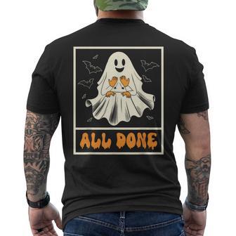 Halloween Vibes Spooky American Sign Language Asl All Done Men's T-shirt Back Print - Thegiftio UK