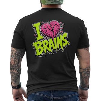 Halloween Zombie I Heart Brains Men's T-shirt Back Print | Seseable UK