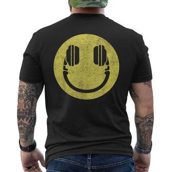 Happy Face Headphones – Audiophile Smile Music Lover Men's T-shirt Back Print - Thegiftio UK