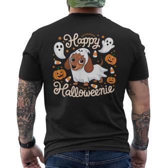 Happy Halloween Dachshund Pet Owner Holiday Halloweenie Dog Men's T-shirt Back Print - Thegiftio UK