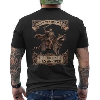 Hear Ye The Fun Uncle Has Arrived Raccoon Uncle Knight Men's T-shirt Back Print - Thegiftio UK