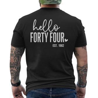 Hello Forty Four 44Th Birthday Est 1982 Birthday Men's T-shirt Back Print - Thegiftio UK