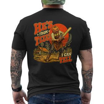 Hes From Texas I Can Tell Halloween Pumpkin Horror Men's T-shirt Back Print | Seseable UK