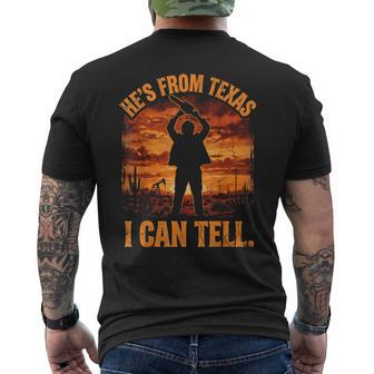 Hes From Texas I Can Tell Halloween Chainsaw Horror Men's T-shirt Back Print - Thegiftio UK