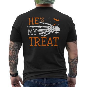 He's My Treat Skeleton Matching Couple Halloween Costume Men's T-shirt Back Print - Thegiftio UK